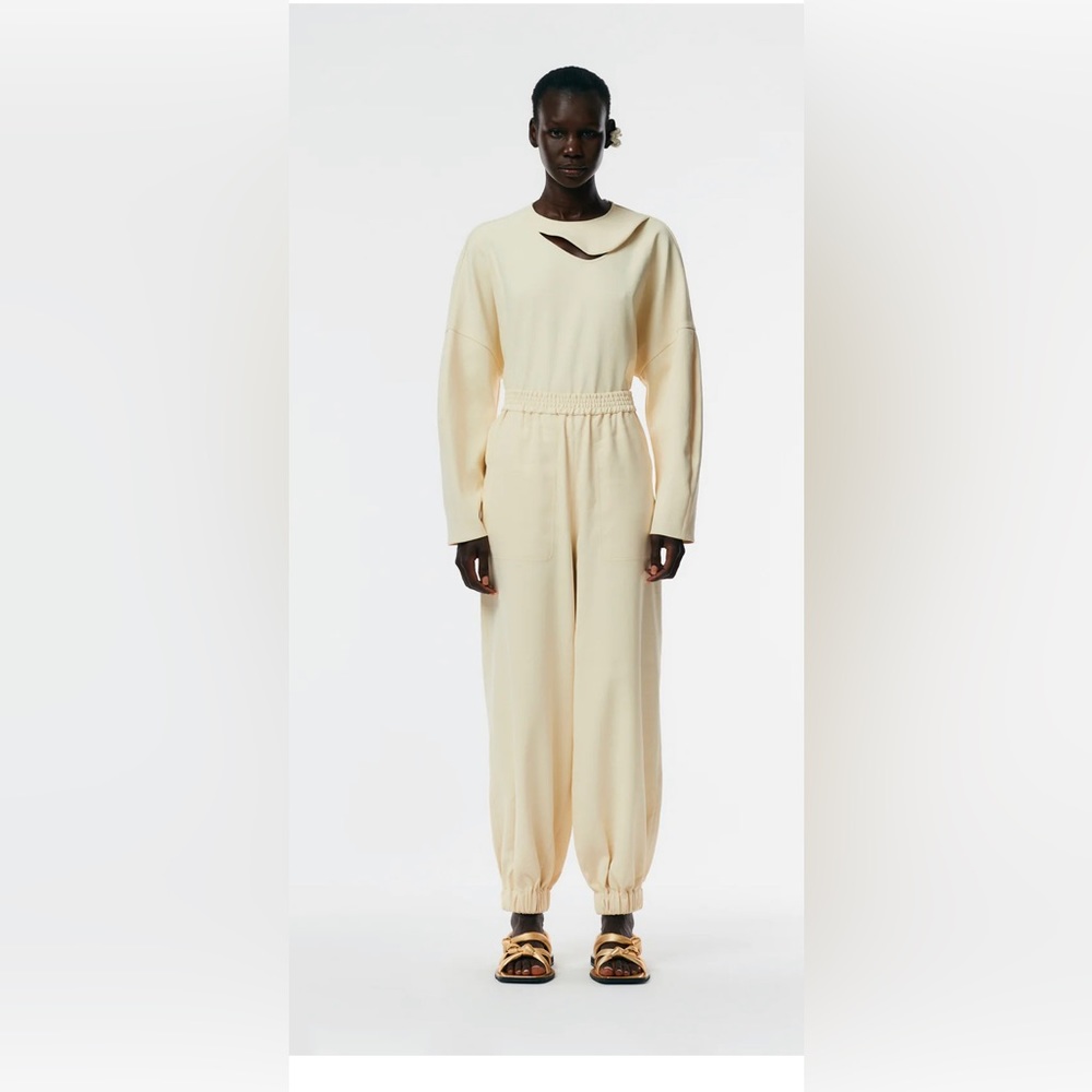 Tibi Cream Track Pants & Joggers